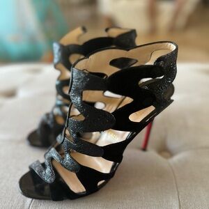 ✨Christian Louboutin Black Suede and Leather Caged High Heels✨